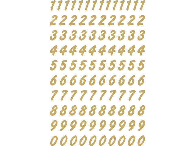 Etiket HERMA 4151 8mm getallen 0-9 goud op transp