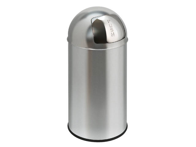 Afvalbak pushcan 40liter met pushdeksel mat RVS