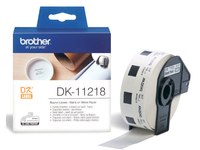 Etiket Brother DK11218 rond 24mm 1000 stuks wit