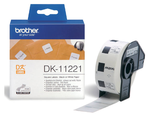 Etiket Brother DK11221 vierkant 23x23mm wit