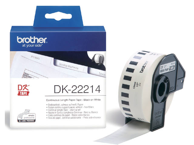 Etiket Brother DK22214 doorlopend 12mm 30m wit