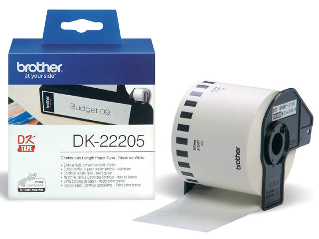 Etiket Brother DK22205 doorlopend 62mm 30m wit