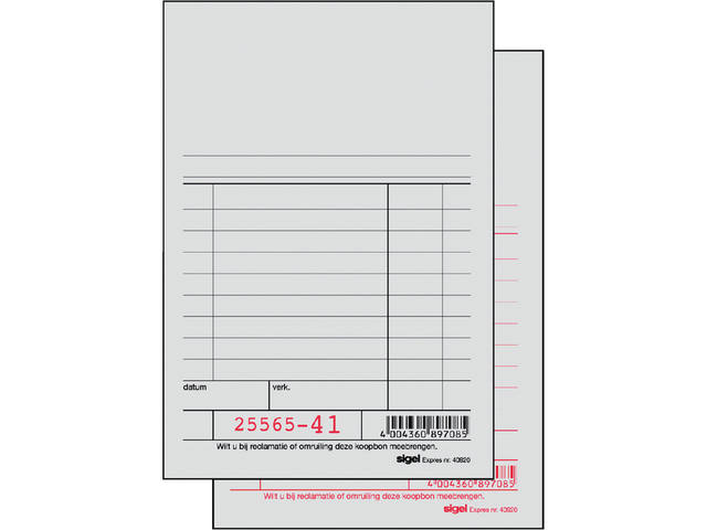 Kassablok Expres SI-40920 150x100mm 50x2vel