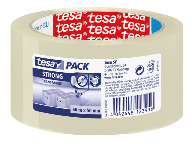 Verpakkingstape tesapack Strong 66mx50mm PP tr