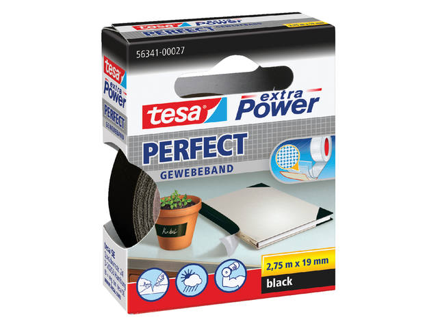 Textieltape tesa Perfect 2.75mx19mm zwart