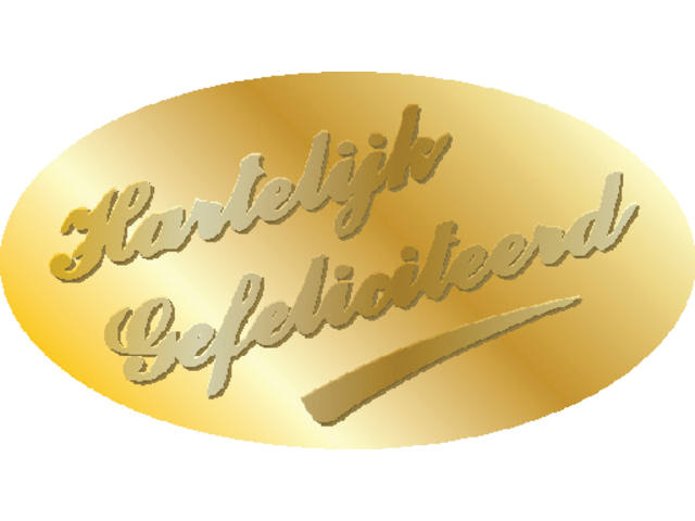 Etiket Haza Hartelijk gefeliciteerd gd/gd