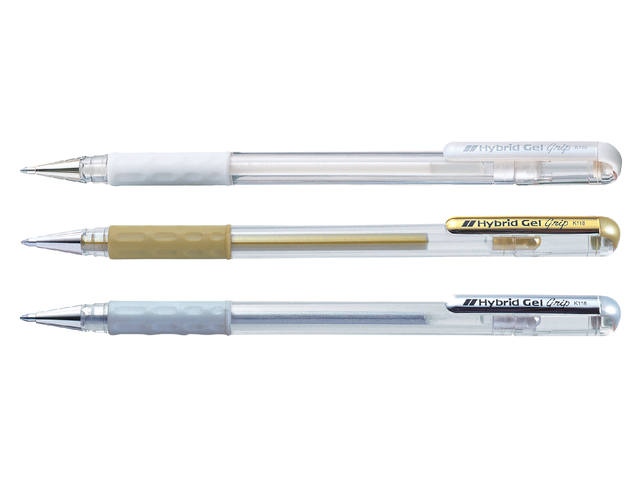 Gelschrijver Pentel K118 Grip M wit