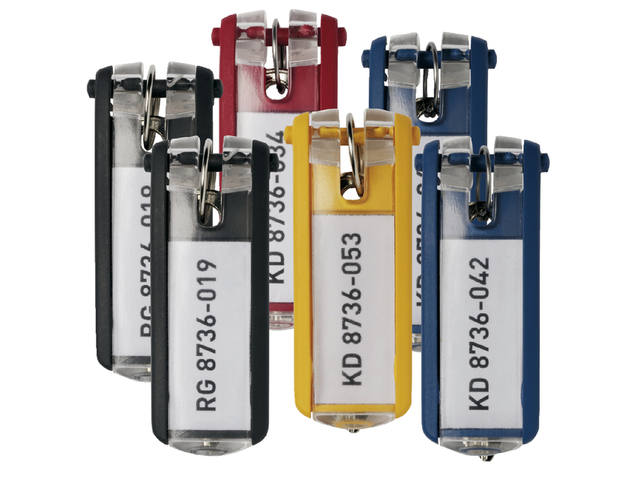 Sleutellabel Durable met ring assorti 6 stuks