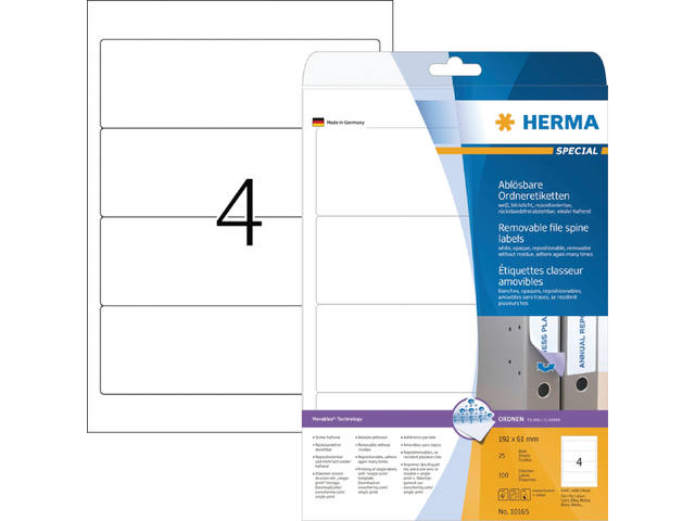 Rugetiket HERMA 10165 breed 61x192mm verwijderb wt