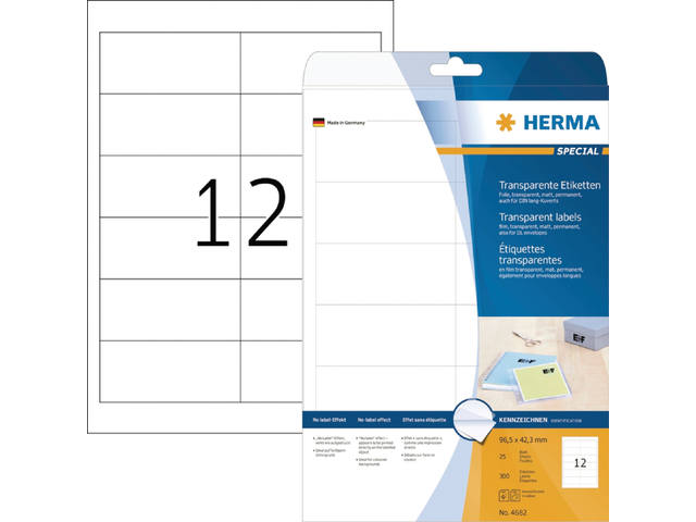Etiket HERMA 4682 96.5x42.3mm 300st folie transp