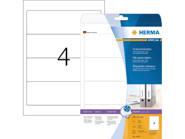 Rugetiket HERMA 5095 breed 61x192mm zelfklevend wt