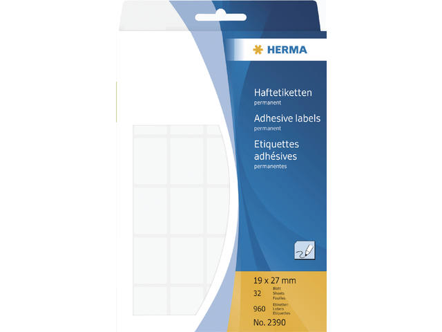 Etiket HERMA 2390 19x27mm wit 960st