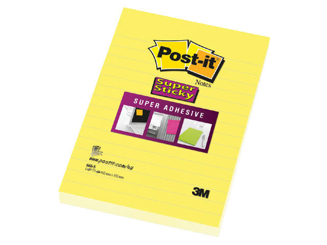 Memoblok Post-it 660 Super Sticky 102x152 geel