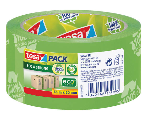 Verpakkingstape tesapack Eco 66mx50mm gr bedrukt