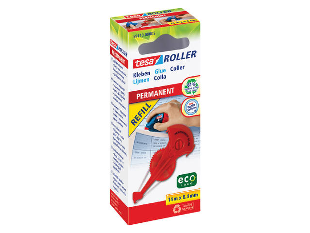 Lijmroller tesa eco permanent navulling hangdoosje