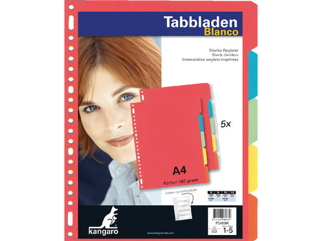 Tabblad Kangaro 23r PE405M 5 delig ass karton