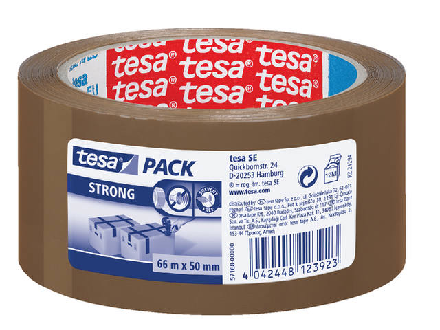 Verpakkingstape tesapack Strong 66mx50mm PP bruin