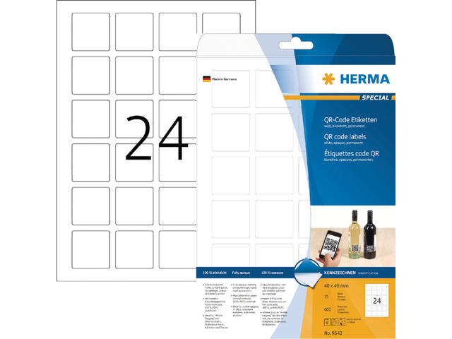 Etiket HERMA 9642 40x40mm QR-code wit 600st