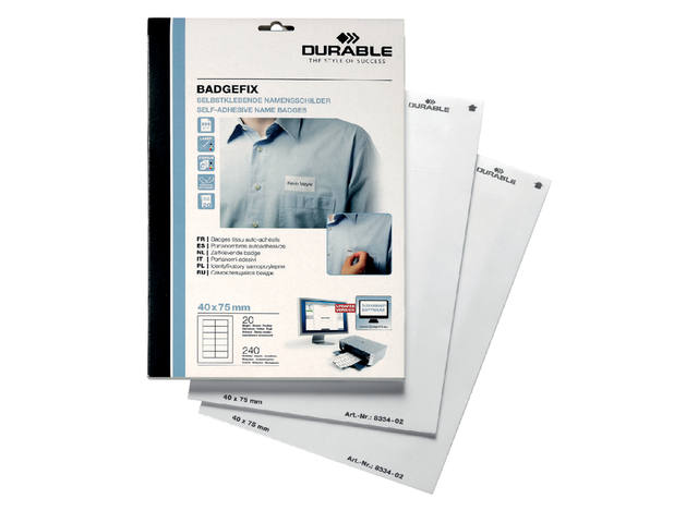 Naambadge etiket Durable 40x75mm zelfkl wt 240st