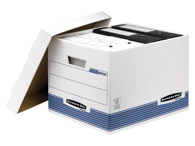 Archiefdoos Bankers Box System standaard wit blauw