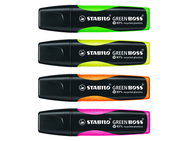 Markeerstift STABILO GREEN BOSS 6070/4 4st assorti