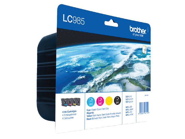 Inktcartridge Brother LC-985VALBP zwart + 3kleuren