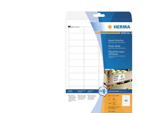 Etiket HERMA Power 10902 45.7x21.2mm wit 1200st