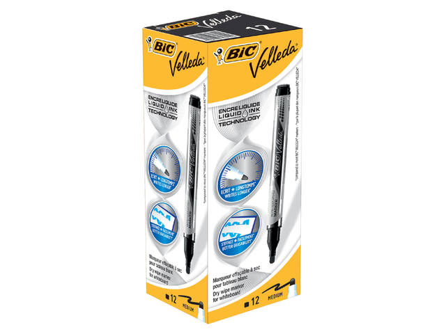 Whiteboardmarker Bic liquid rond M zwart