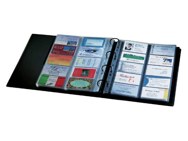 Visitekaartmap Sigel 400krt 90x58mm zwart