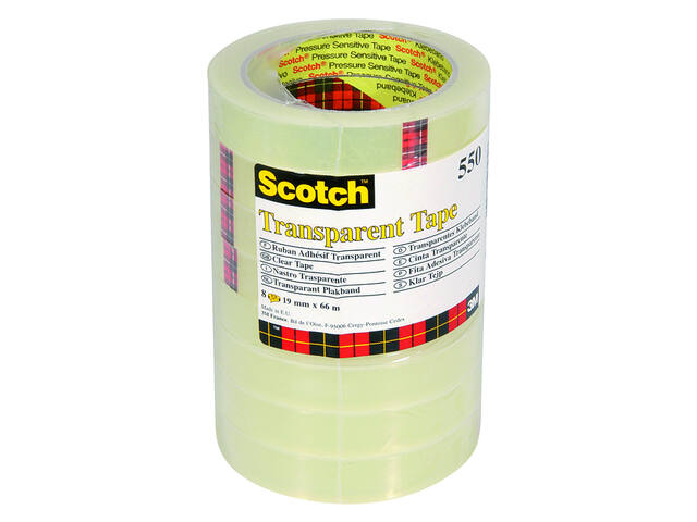 Plakband Scotch 550 19mmx66m transparant 8rol