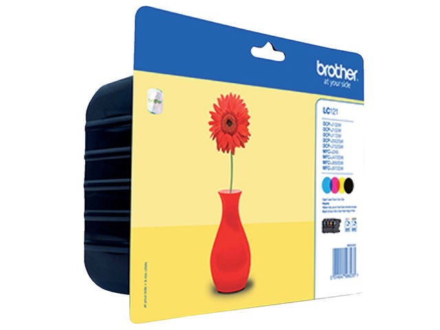 Inktcartridge Brother LC-121VALBP zwart +3 kleuren
