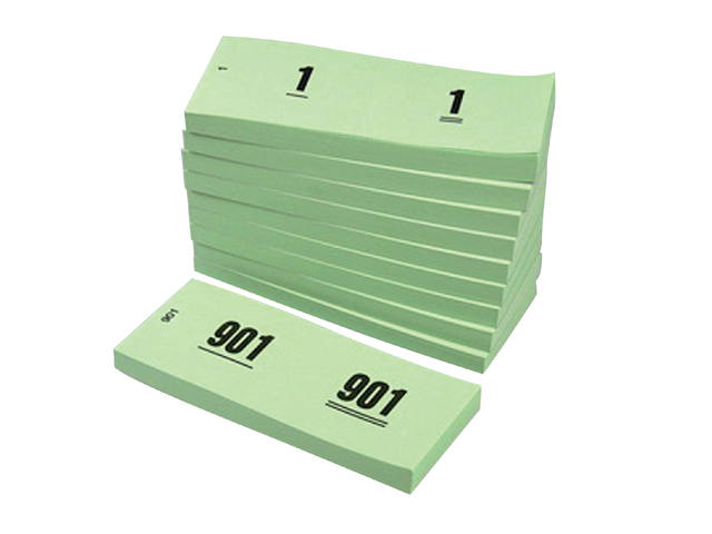 Nummerblok 42x105mm nummering 1 1000 groen 10st