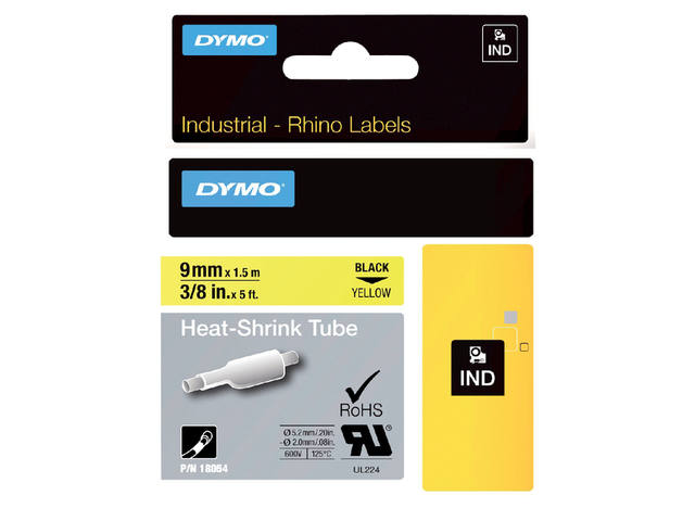 Labeltape Dymo Rhino industrieel krimpkous 9mm gl