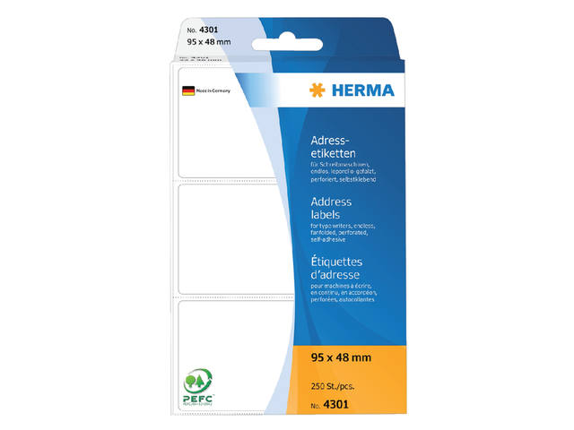 Etiket HERMA adres 4301 95x48mm zig-zag 250st