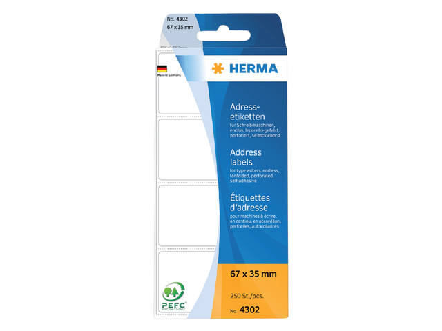 Etiket HERMA adres 4302 67x35mm zig-zag 250st