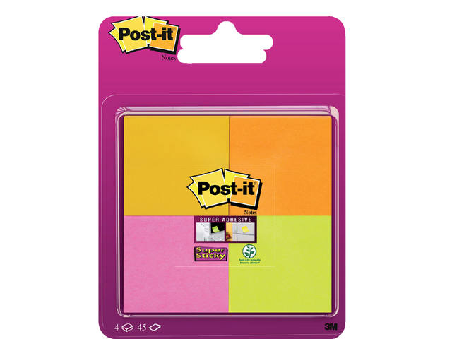 Memoblok Post-it 6910 Super Sticky 51x51mm assorti