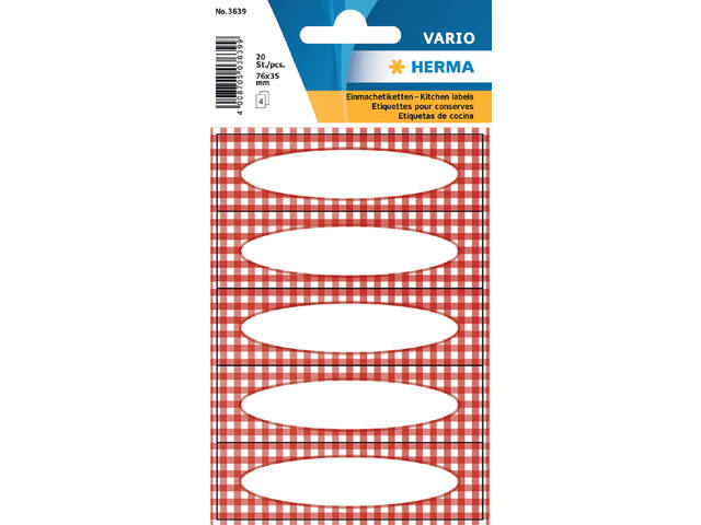Etiket HERMA 3639 keuken ruit rood
