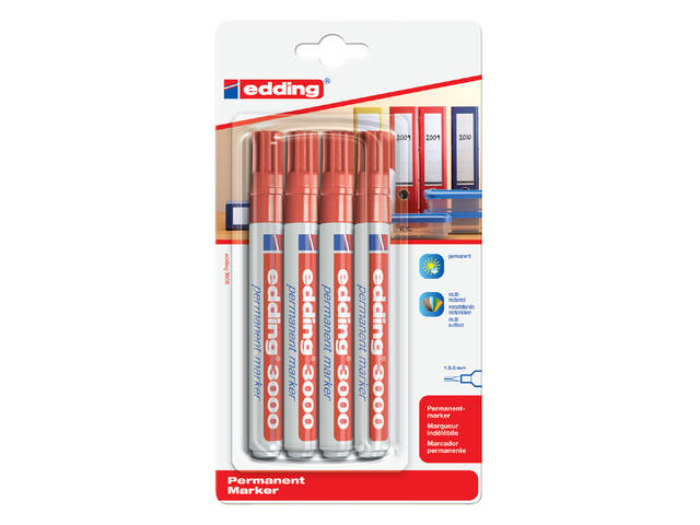 Viltstift edding 3000 rond 1.5-3mm rood