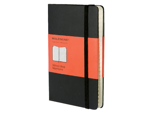 Adresboek Moleskine pocket 90x140mm hard cover zw