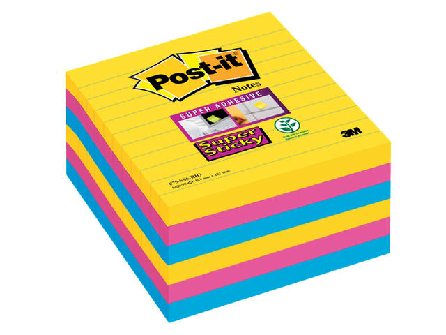 Memoblok Post-it 675 Super Sticky 101x101mm Rio