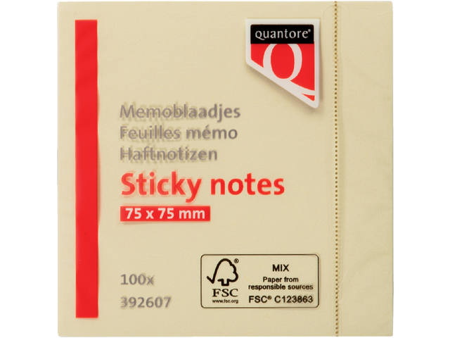 Memoblok Quantore 76x76mm geel