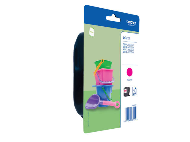Inktcartridge Brother LC-221M rood