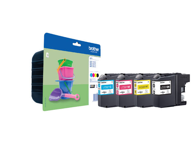 Inktcartridge Brother LC-221VALBP zwart + 3kleuren