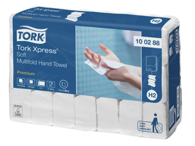 Handdoek Tork H2 Premium 2laags 212x340mm 100288