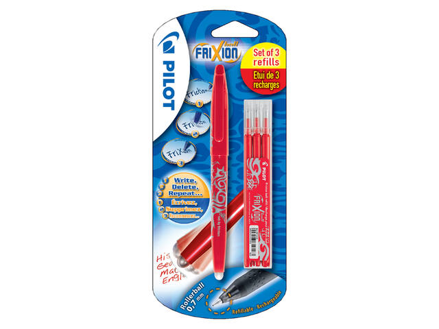 Rollerpen PILOT friXion BL-FR7 M +  3 vull rood