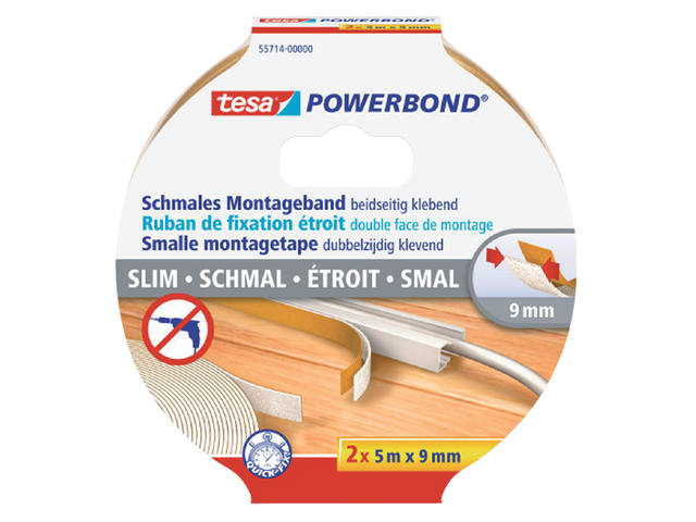 Dubbelzijdige montagetape tesa Small 5mx9mm wit