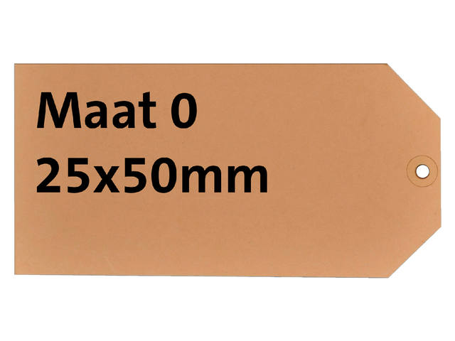 Label HF2 nr 0 200gr 25x50mm bruin 1000 stuks