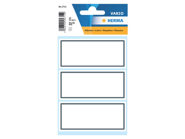 Etiket HERMA 5711 36x80mm schrift grijs kader 18st