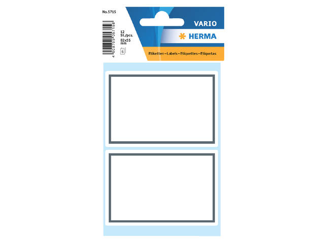 Etiket HERMA 5715 53x80mm schrift grijs kader 12st