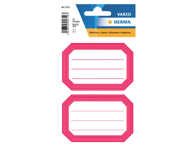 Etiket HERMA 5712 82x55mm schrift rode rand 12st